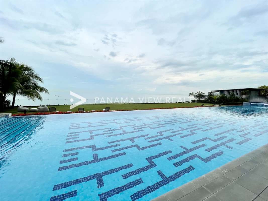 Luxury lobby with modern furnishings chandelier at PH Grand Tower Punta Pacifica
