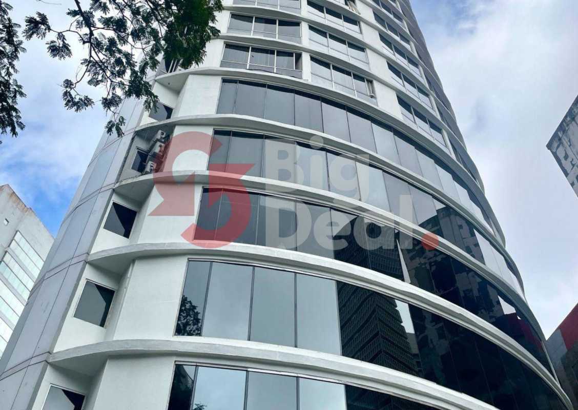 Curved glass modern facade of PH Denovo skyscraper in Obarrio business district Panama