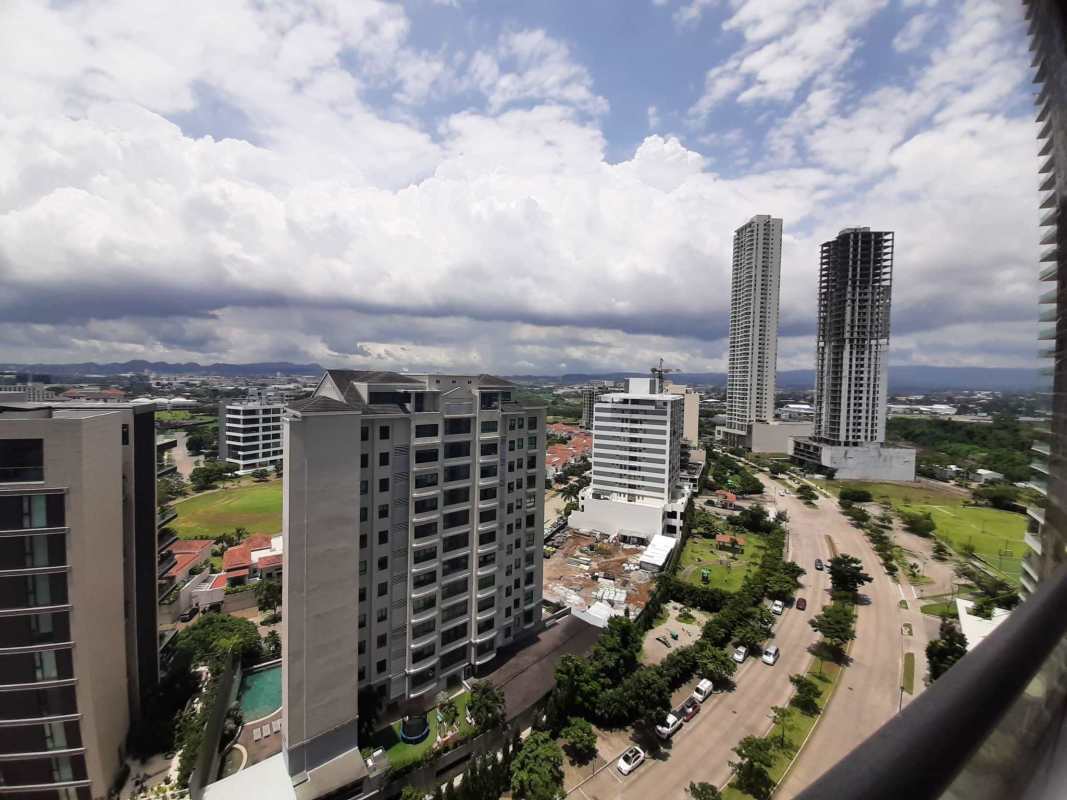 Modern luxury condo high-rise with landscaped entrance PH Albatross Panama City