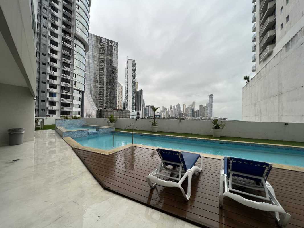Infinity rooftop swimming pool overlooking the ocean and Panama City skyline at PH Sky Tower Avenida Balboa