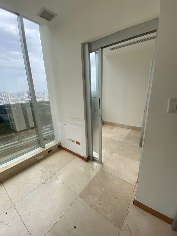 Glass office partitions with city views commercial real estate F&F Tower Panama