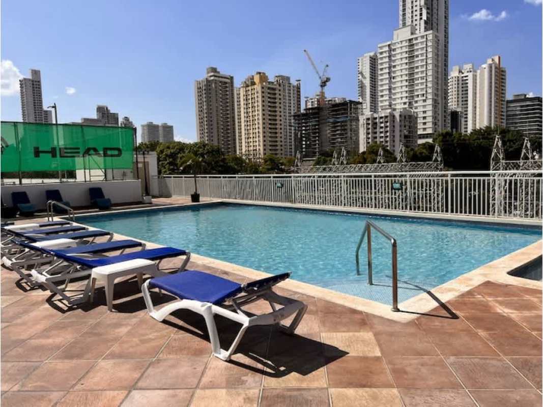 Rooftop swimming pool with city skyline views at PH San Francisco Bay Panama