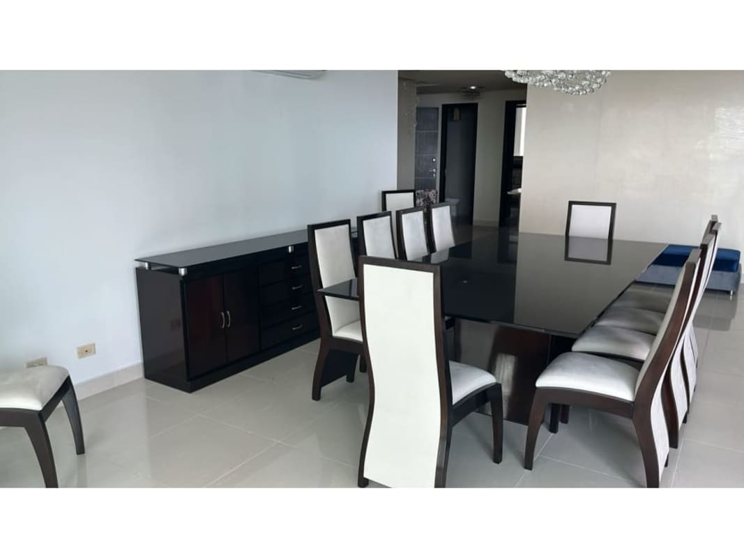 Balcony with panoramic ocean and city views in luxury Allure Bella Vista apartment Panama