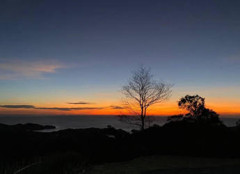 Scenic sunset over hills with ocean view at Pixvae coast Veraguas Panama