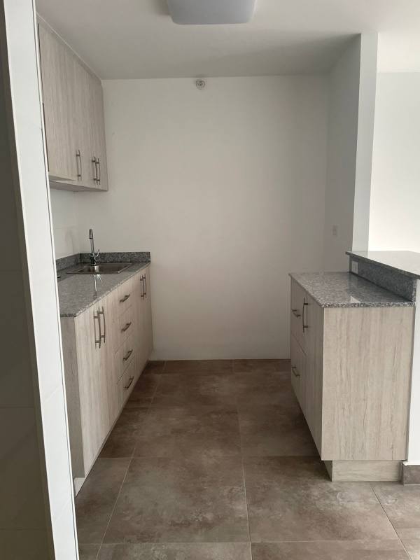 Compact kitchen with granite countertop and wood cabinets PH Arsema Condo Panama