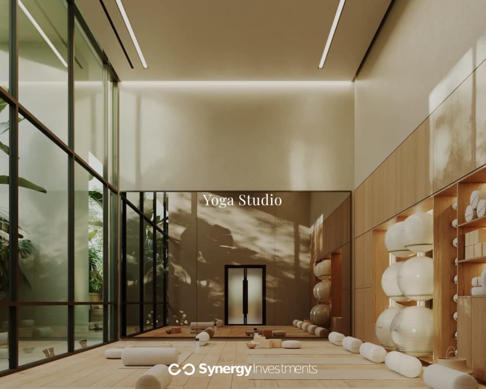 Elegant reception, seating and co-working space at Bella Vita Residences in Costa del Este