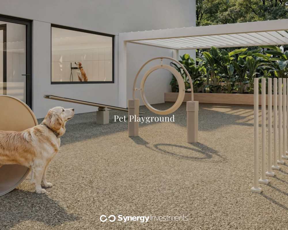 Outdoor dog agility park & indoor pet spa area at Bella Vita Costa del Este Panama