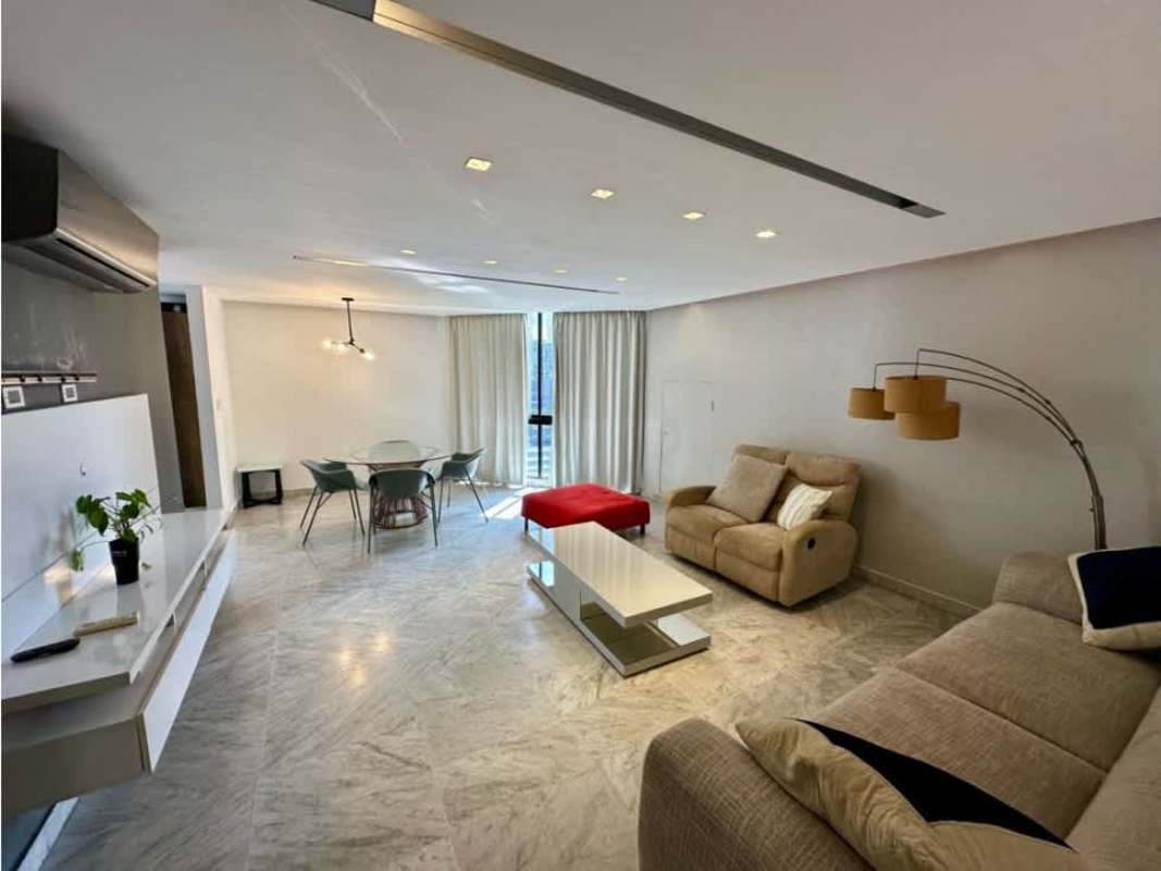 Kitchen with wood cabinets and modern appliances PH Campo Alegre Bella Vista Panama