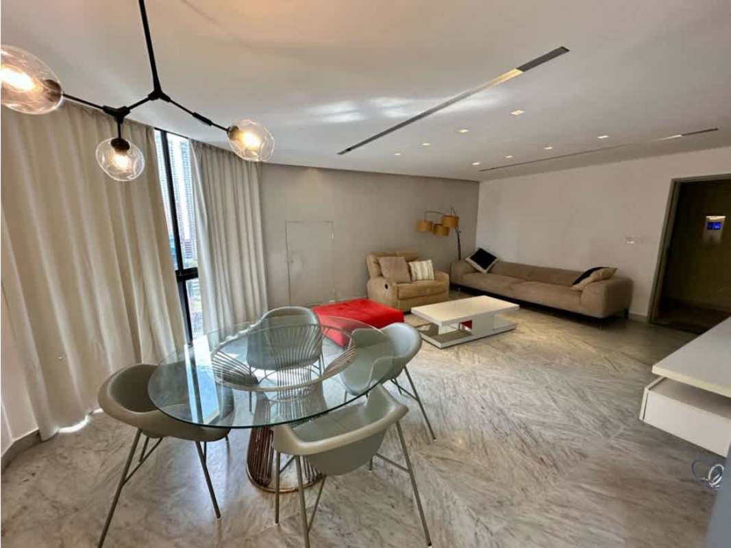 Modern open-plan living dining with balcony access in PH Campo Alegre, Bella Vista Panama City