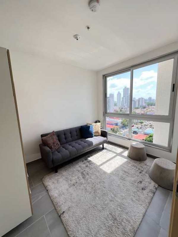 Living-dining open space with access to balcony and skyline views PH Midtown Panama
