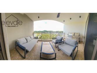 Covered balcony terrace with outdoor seating blender grill PH Explora Panama Pacifico