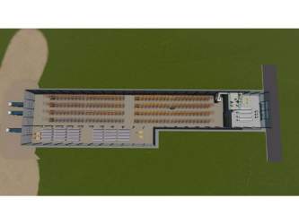 Retail storefronts facing Pan-American Highway Aguadulce Coclé with glass facade