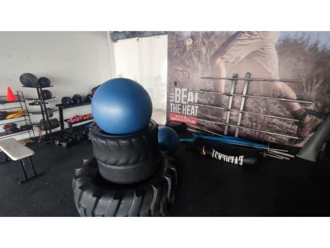 Training studio with punching bags ropes windows Plaza 75 San Francisco