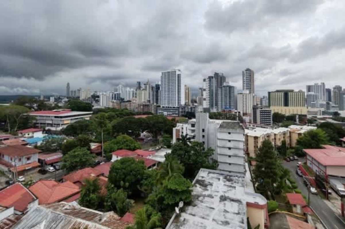 Aerial view Panama City skyline near Bella Vista and La Cresta areas