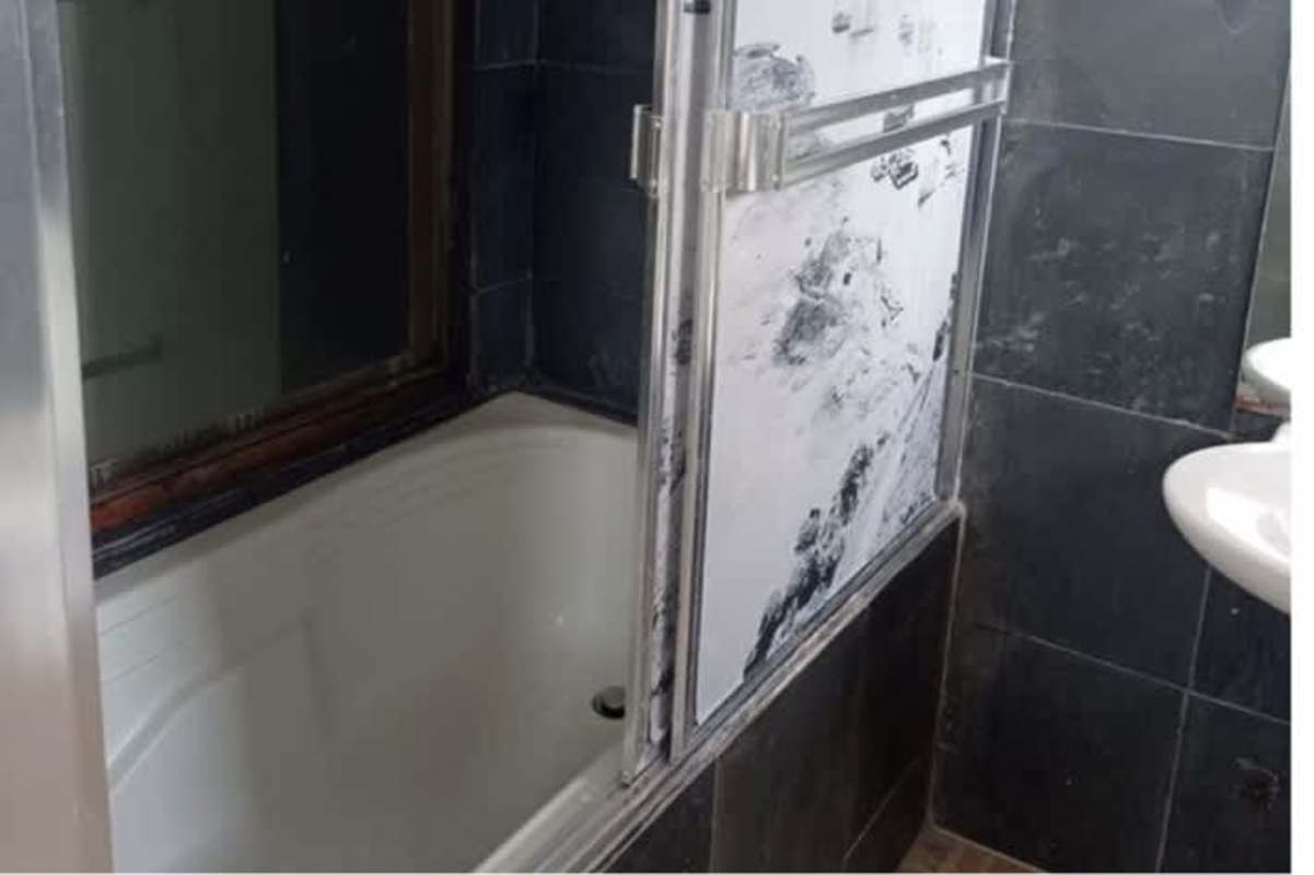 Contemporary bathroom with pedestal sink, wall mirror, cabinets Bella Vista Panama