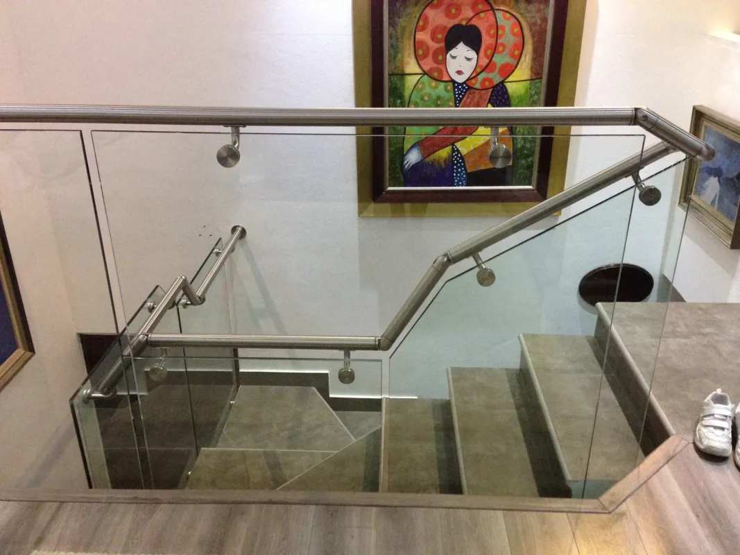 Contemporary bathroom with double sink, wall mirror, walk-in glass shower in PH El Cangrejo Panama City