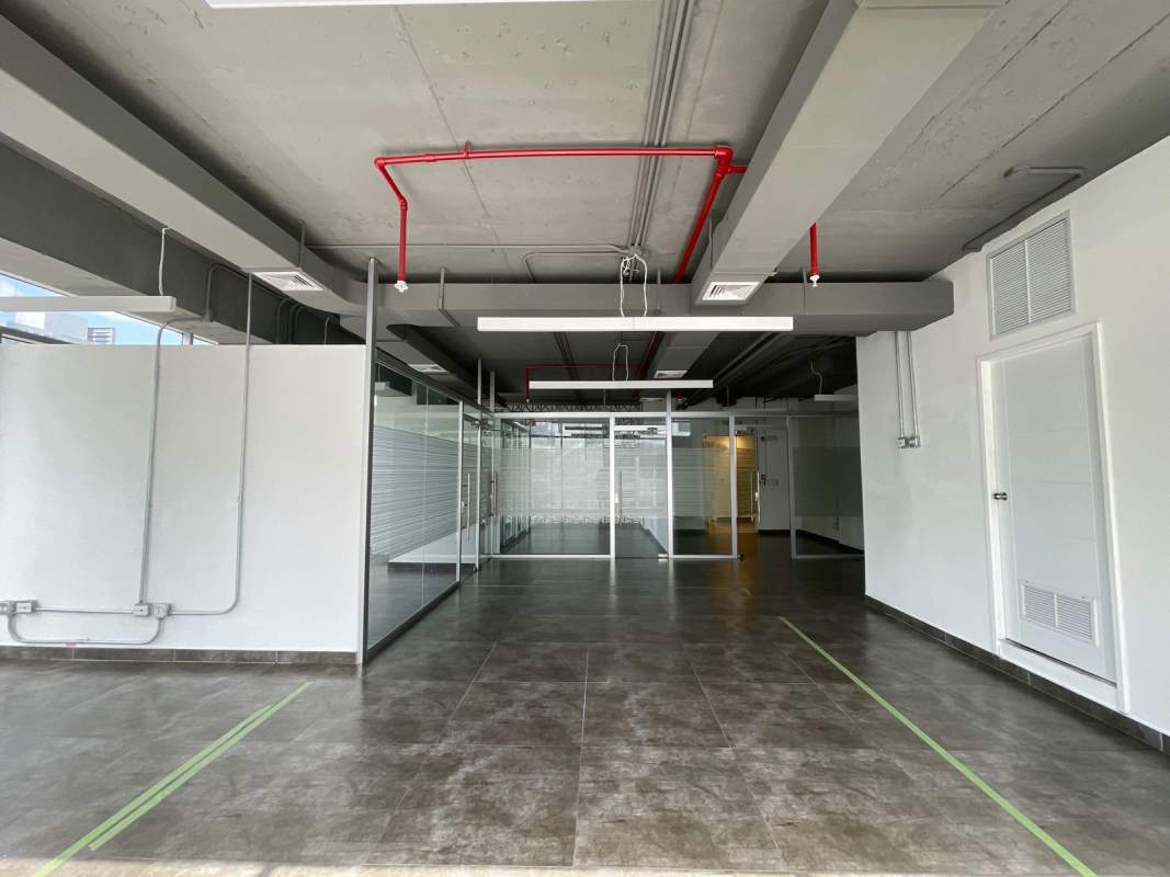 Bright office with glass dividers and ceiling details in PH BICSA Tower Panama City