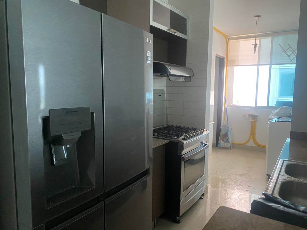 Kitchen area with full appliances granite counter Punta Pacifica Panama rental