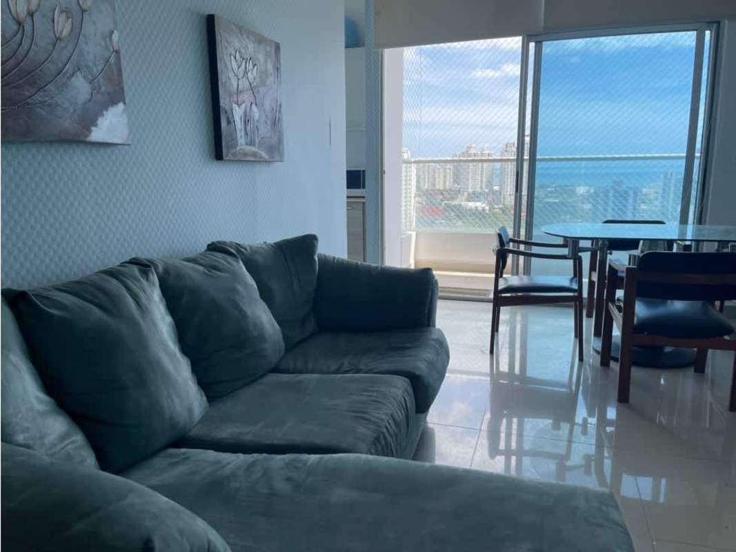 Contemporary kitchen with granite counters, appliances, window view in PH Rainbow Tower El Carmen