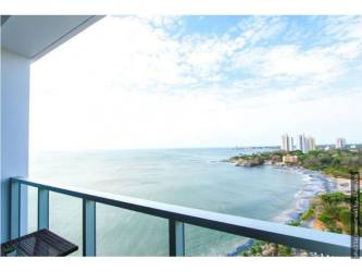 Oceanfront bedroom at Royal Palm Playa Gorgona with split AC and large window views of the Pacific