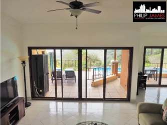 Kitchen with granite countertops stainless appliances vaulted ceiling Trinity Hills Valley Panama