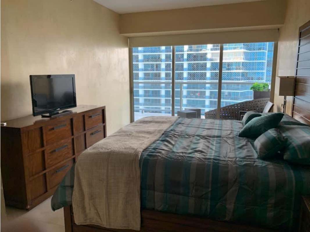 Bright living room with panoramic windows and luxury decor at PH JW Marriott Punta Pacífica