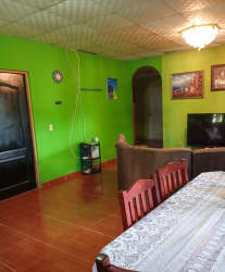 Spacious backyard garden with trees, fence and grassy area in Los Algarrobos