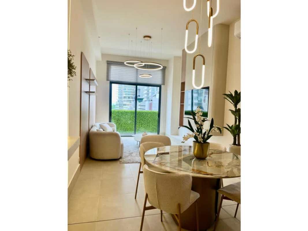 Sleek modern kitchen with quartz countertops and stainless appliances in PH Ocean House Santa Maria Panama