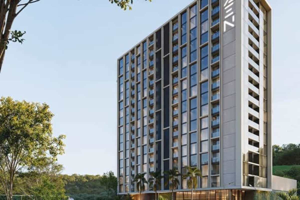 Modern high-rise with balconies Zen Brisas Garden apartments in Brisas del Golf Panama City