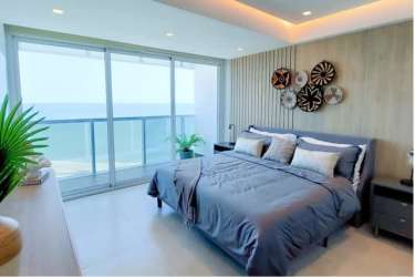 Elegant lobby with modern finishes and ocean ambiance at Malibu Ocean Residences Gorgona Panama