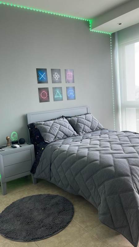 Bedroom with city and ocean views, modern furnishings in PH Titanium Costa del Este Panama