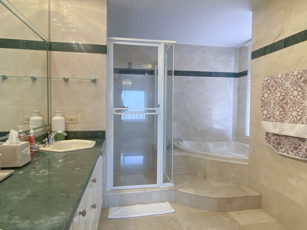 Modern kitchen granite countertops marble floors oceanview in PH BICSA Tower Panama City