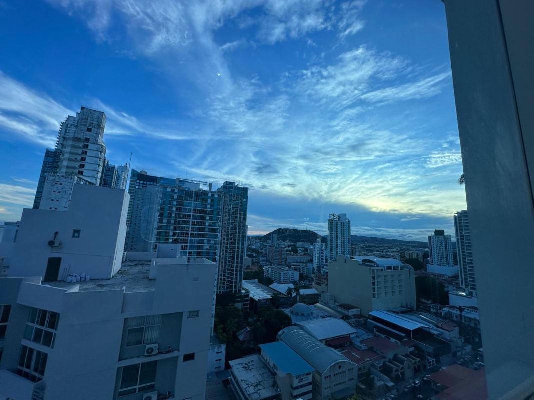 Bright bedroom with balcony access and city view PH Blue Park Bella Vista Panama
