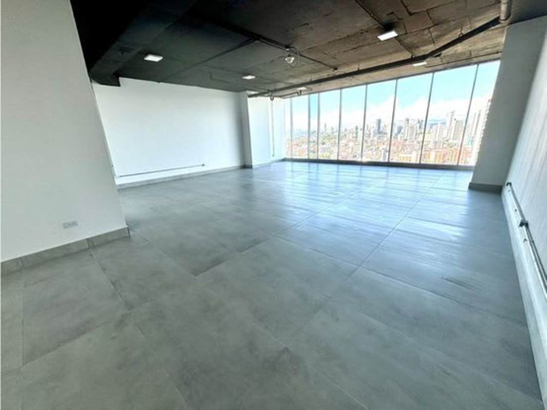 Empty office interior with oceanfront view floor-to-ceiling windows in PH Balboa Office Center Panama City