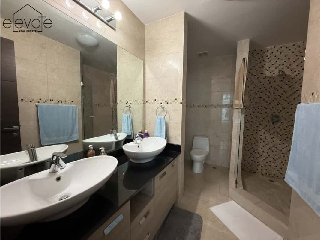 Balcony with panoramic ocean views and glass railings at Grand Tower Panama