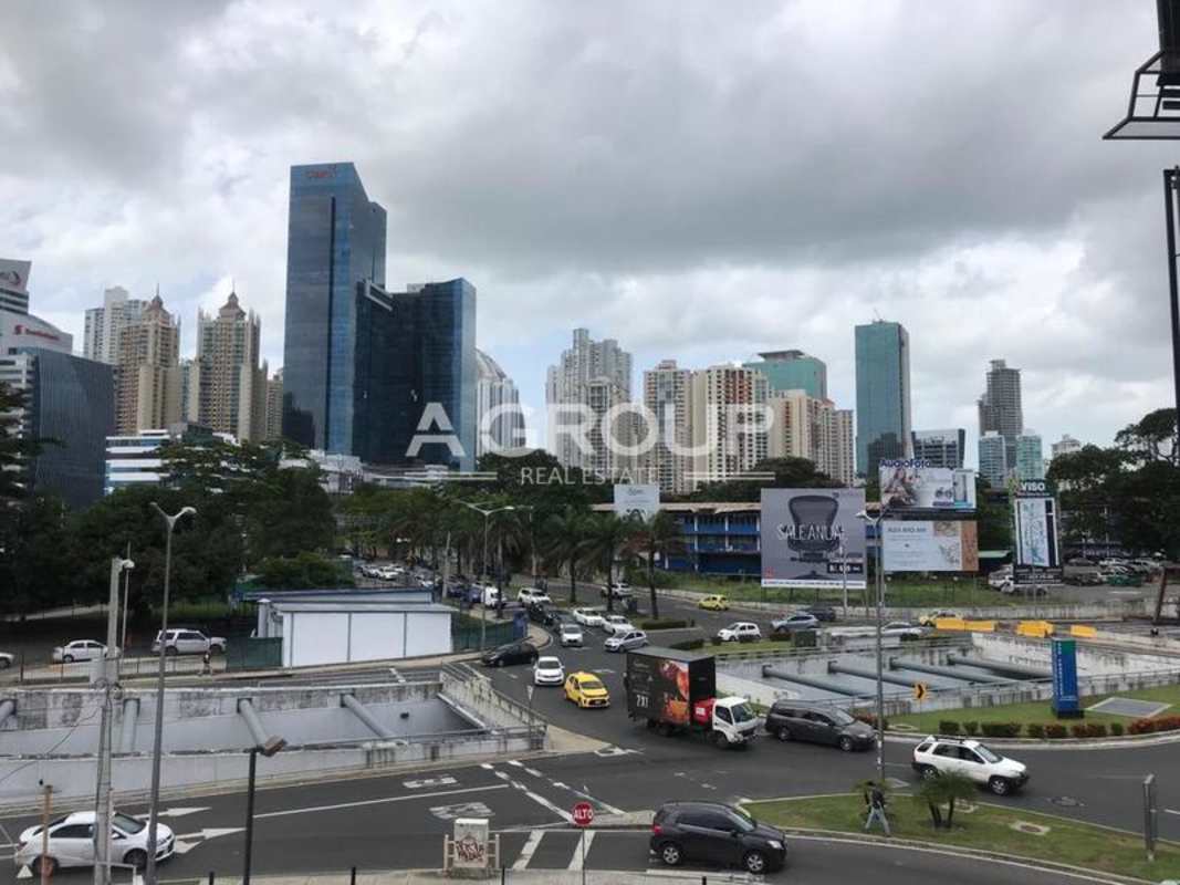 Bustling city skyline panorama with busy streets and skyscrapers adjacent Plaza Brazil 50 on Via Brasil Panama City