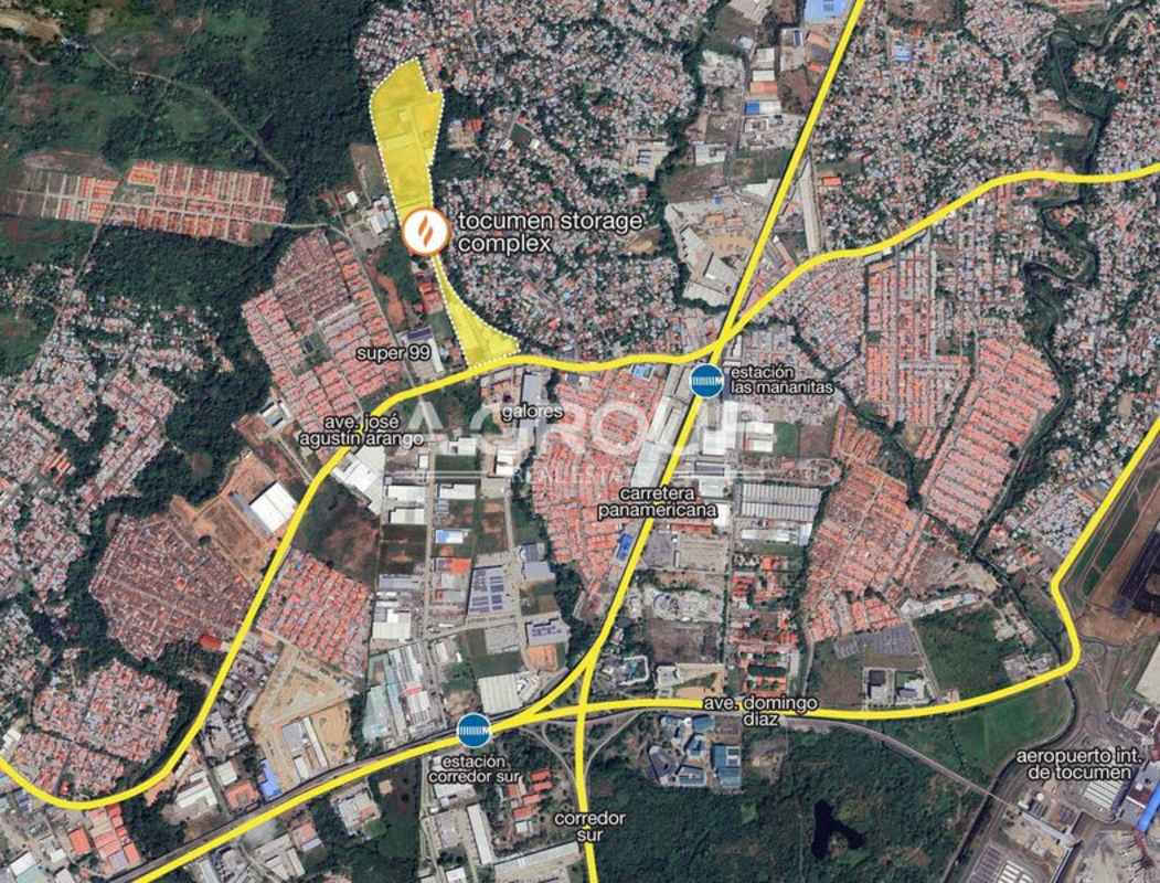 Satellite map highlighting Tocumen Storage Complex Panama for industrial and commercial land near airport