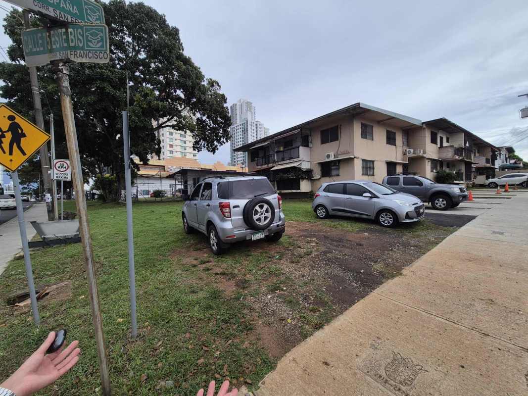 Parking area and apartment buildings in Carrasquilla near development site Panama City