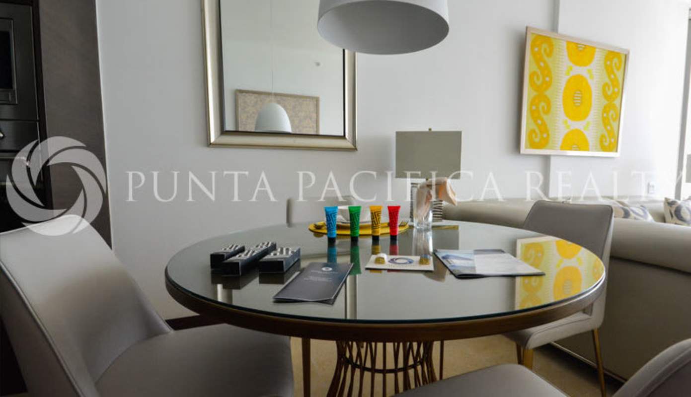 Large bedroom with ensuite bathroom, built-in closet and ocean views at The Ocean Club Punta Pacifica