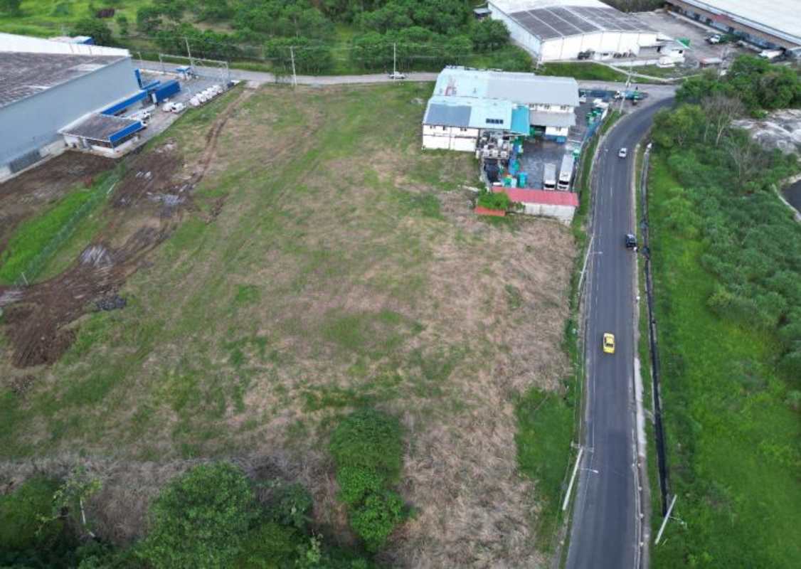 Bird's eye view of fenced commercial lot near businesses Las Mañanitas Panama