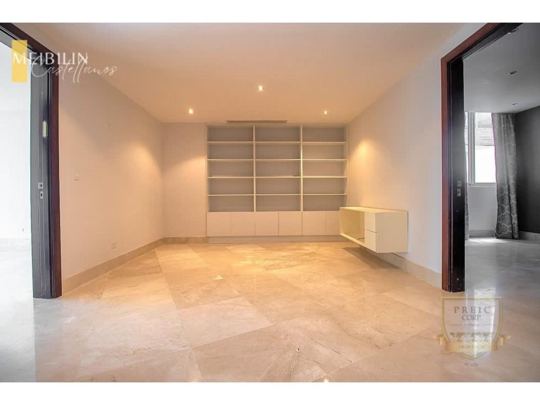 Elegant dining room with panoramic ocean views and marble flooring at Punta Paitilla Panama