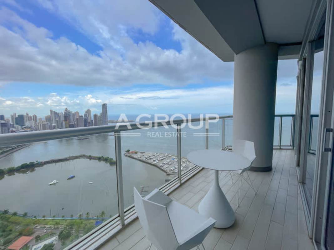 Spacious master bedroom with private balcony ocean skyline views PH Yacht Club Panama