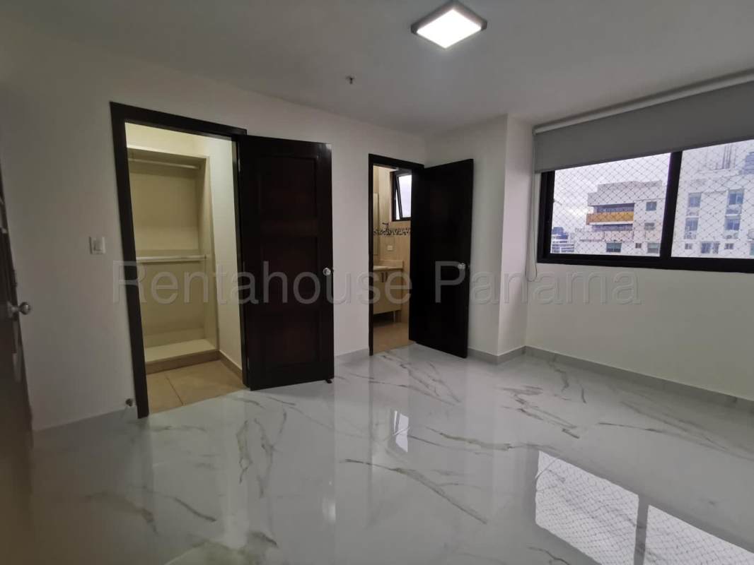 Balcony ocean and skyline views from high floor at PH Parque del Mar II Costa del Este Panama for rent