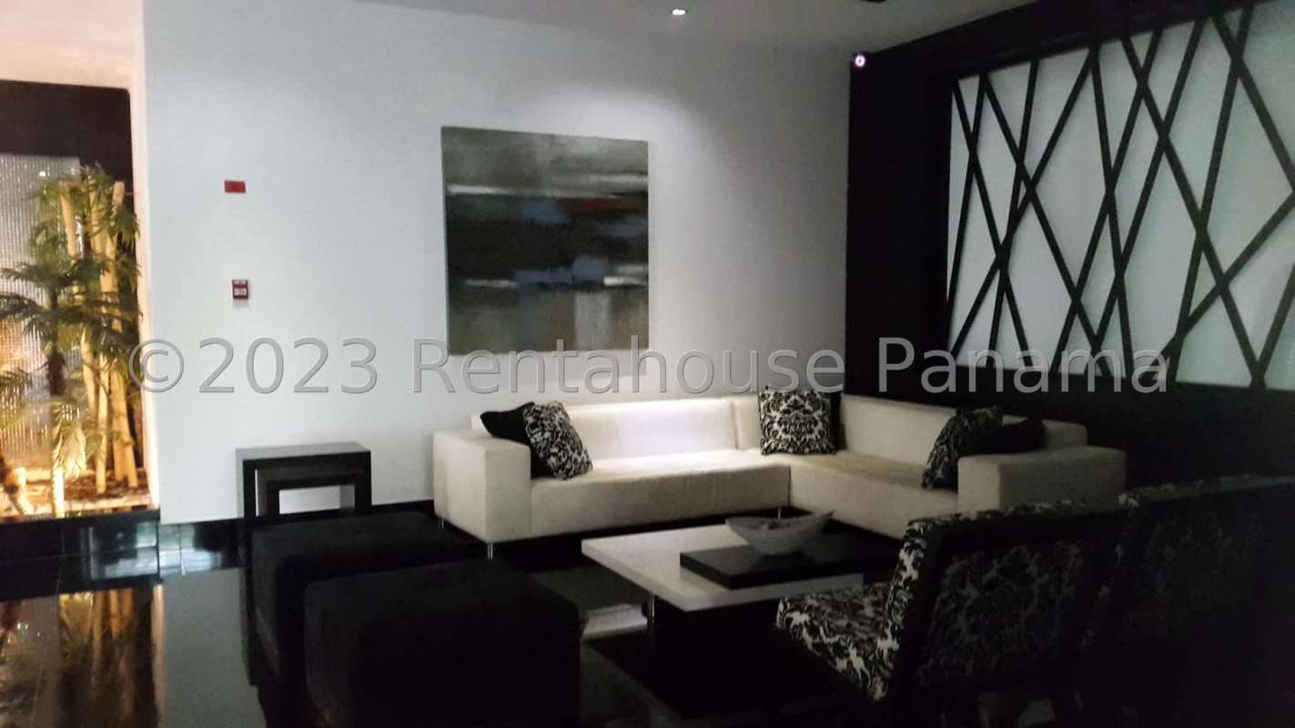 Spacious living room with panoramic ocean views marble floors in PH Coco del Mar Panama City