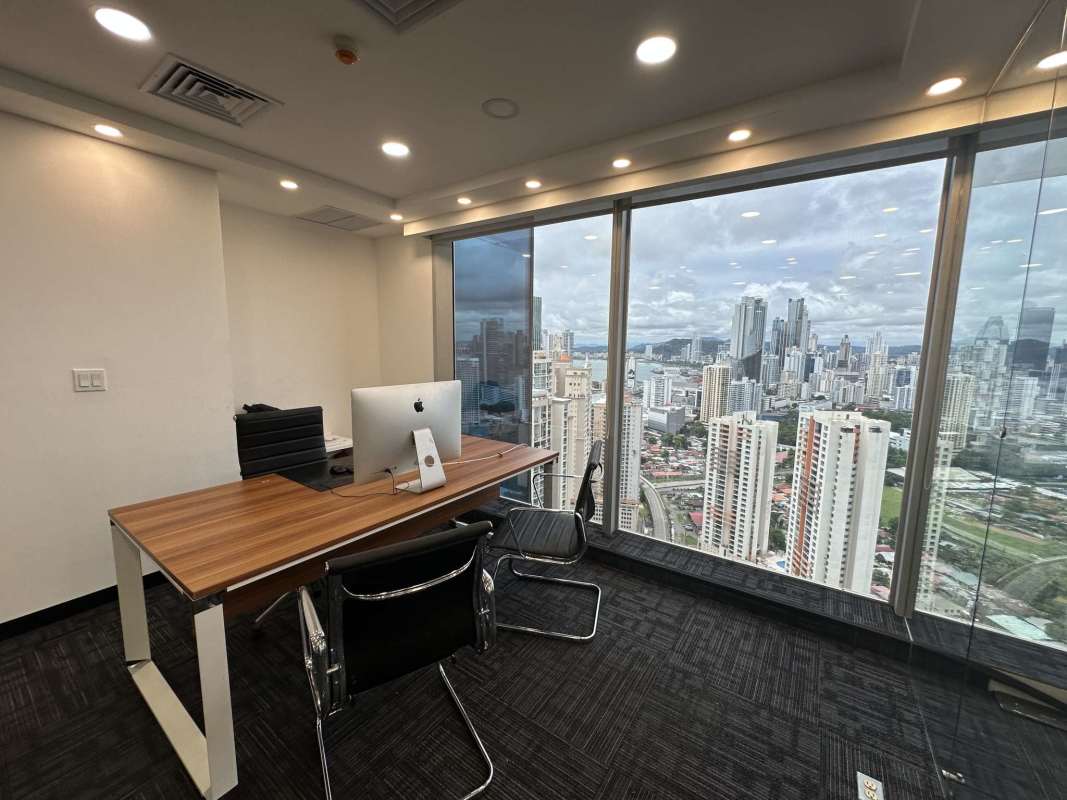 Bright executive office with skyline views and large windows in Punta Pacifica