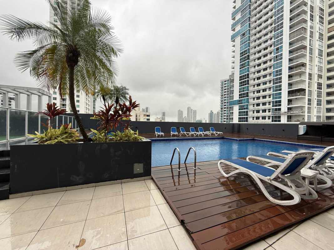 Outdoor children's playground with colorful equipment at PH Quadrat San Francisco Panama