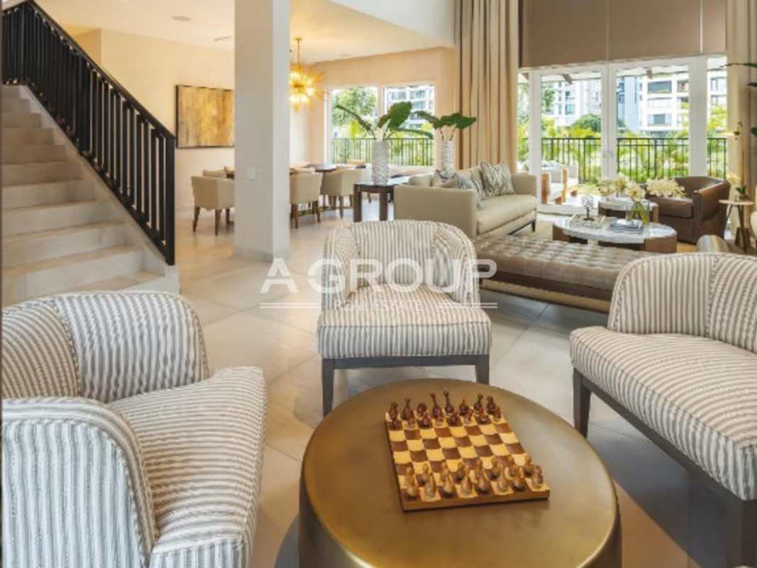 Modern kitchen with quartz counters, high-end appliances, sleek cabinetry in luxury villa at The Woods Santa María Panama City