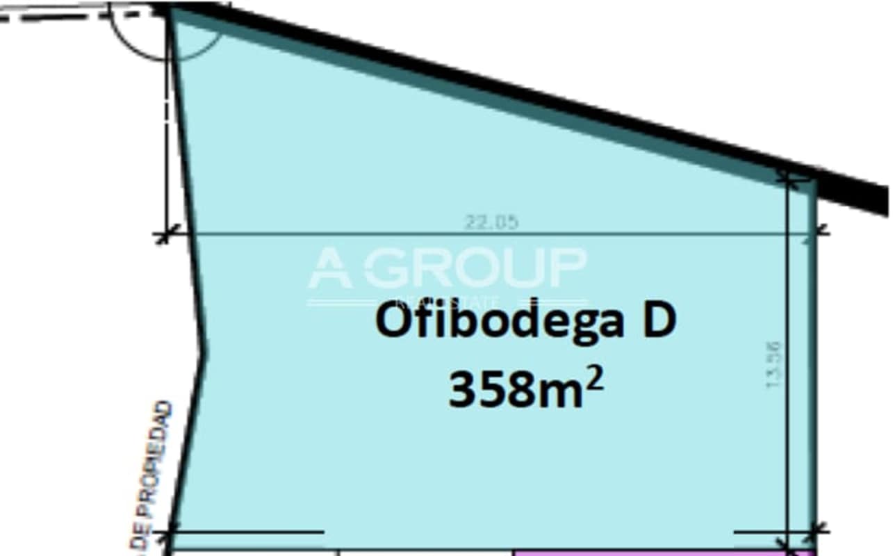 Floor plan layout of warehouse-office Ofibodega D 358m2 at Panama Viejo Business Center