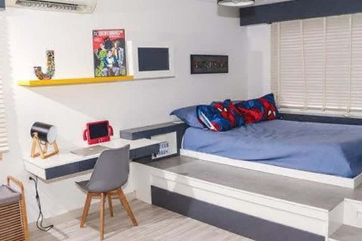 Playful children's room with platform bed, comics decor Altos de Panamá luxury home