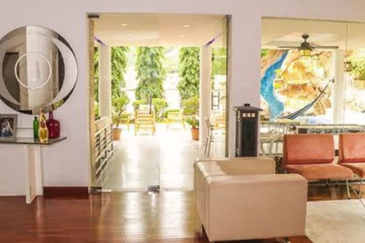 Private backyard swimming pool with slide luxury residence Altos de Panamá Panama